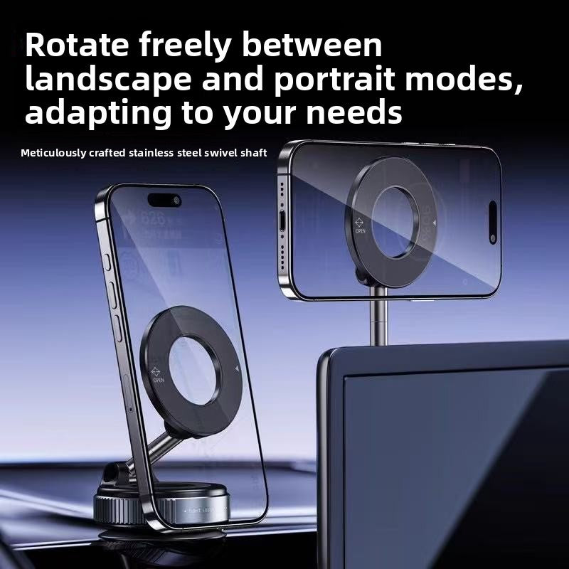 Vacuum Adsorption Magnetic Car Phone Holder 360-Degree Rotating Suction Cup Dashboard Mount