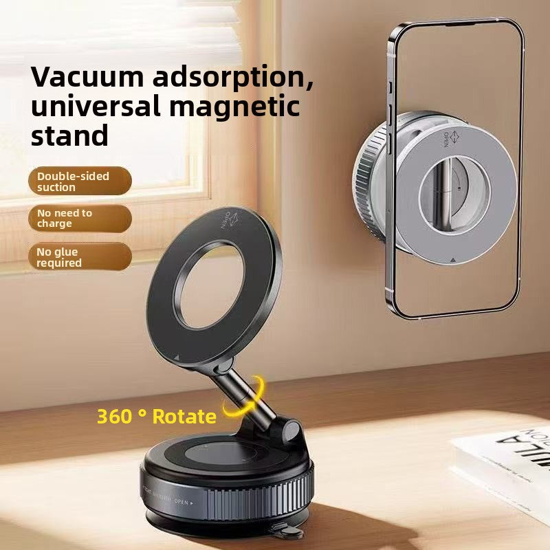 Vacuum Adsorption Magnetic Car Phone Holder 360-Degree Rotating Suction Cup Dashboard Mount