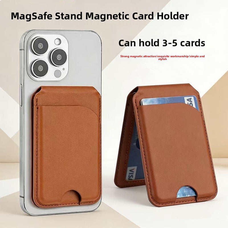 Magnetic leather stand card holder