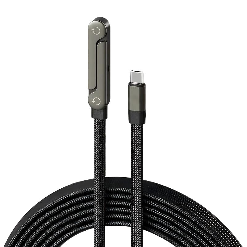 2-in-1 240W Fast Charging Cable with Phone Holder, 1.5m Durable Zinc Alloy Cable