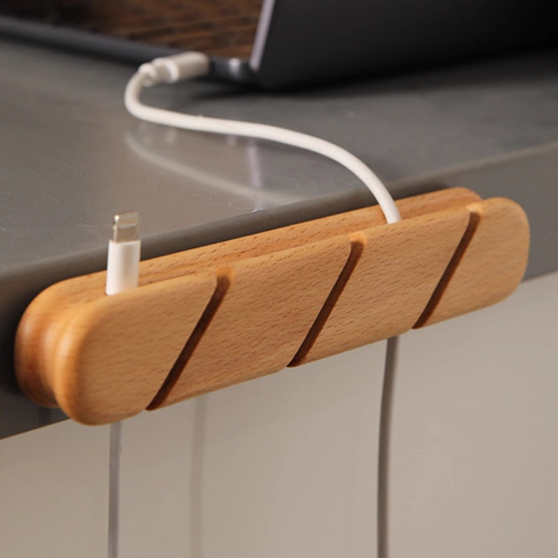 Solid Wood Cable Organizer with Magnetic Charging Hub