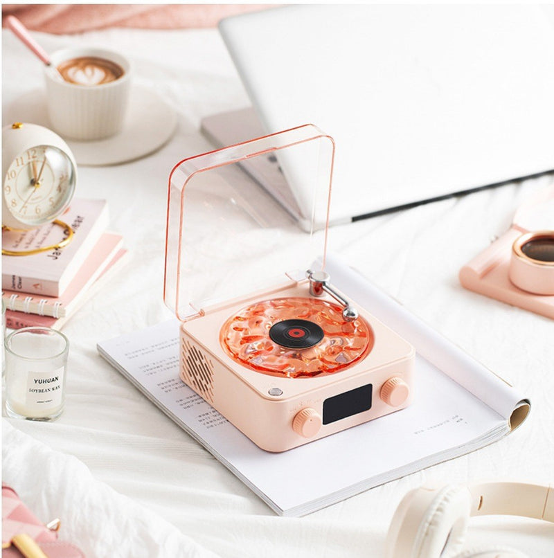 Retro Wireless Bluetooth Speaker with White Noise Clock Projection Light