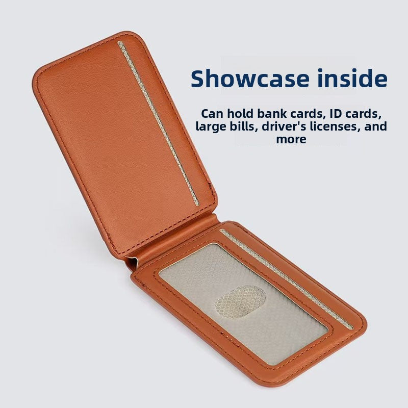 Magnetic leather stand card holder