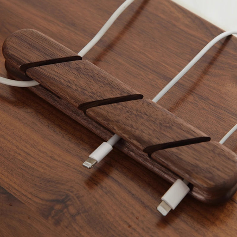 Solid Wood Cable Organizer with Magnetic Charging Hub