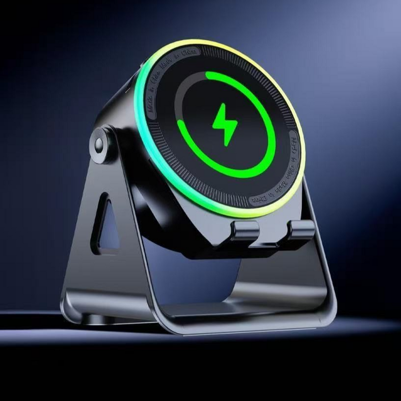 Multi-Function Bluetooth Speaker with Wireless Charger, RGB Light and Phone Stand
