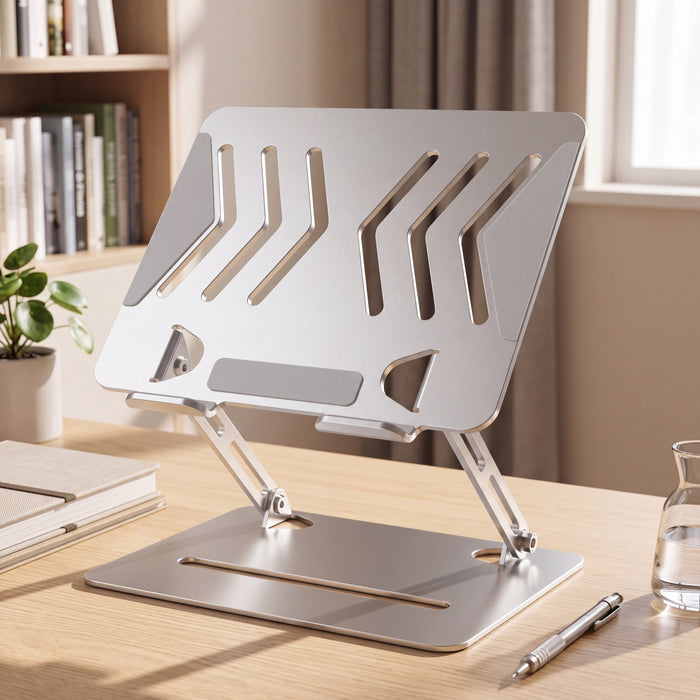 Foldable Metal Laptop Stand Portable Height Adjustable Cooling Holder for Tablets and Notebooks up to 17 Inches