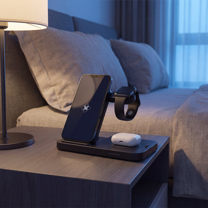 Foldable Fast-Charging Three-In-One Wireless Charger
