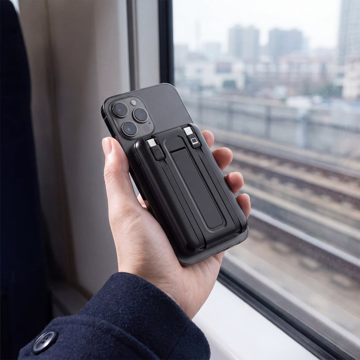 Magnetic wireless charging portable battery