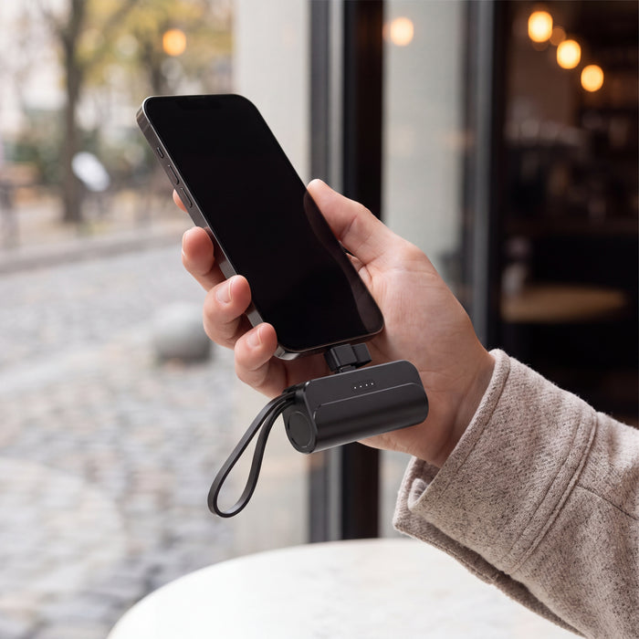Mini Capsule Power Bank 5000mAh Portable Charger with Built-in Connector Keychain Emergency Battery Pack