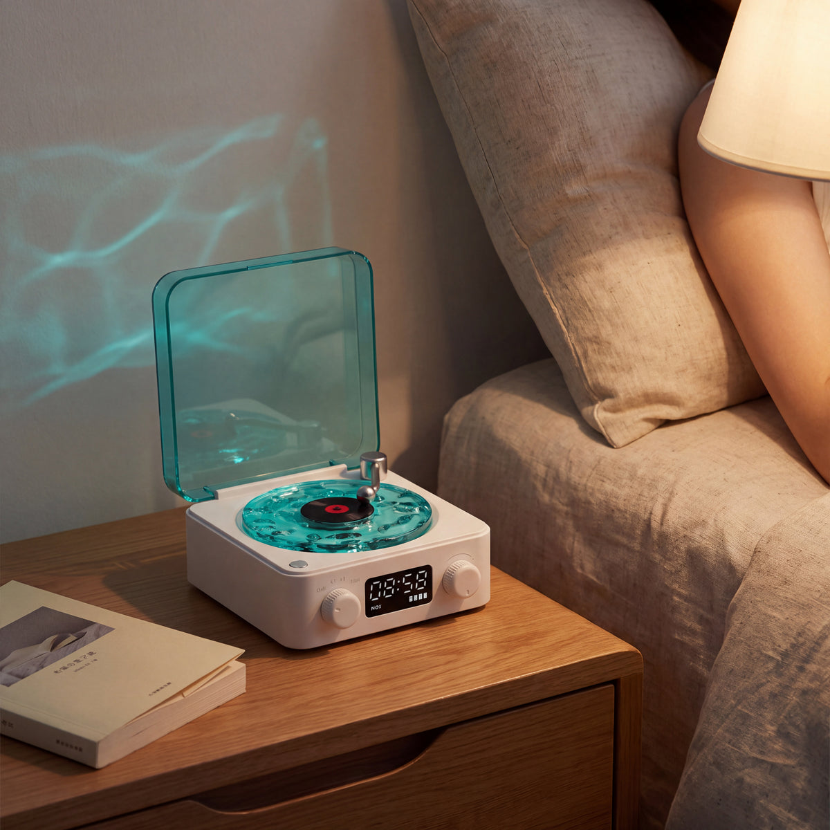 Retro Wireless Bluetooth Speaker with White Noise Clock Projection Light