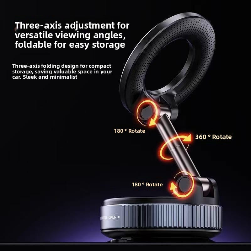 Vacuum Adsorption Magnetic Car Phone Holder 360-Degree Rotating Suction Cup Dashboard Mount