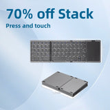 Tri-Fold Bluetooth Keyboard with Touchpad, 64-Key Rechargeable Wireless Keyboard