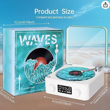 Retro Wireless Bluetooth Speaker with White Noise Clock Projection Light