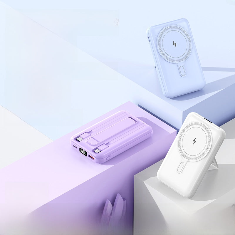 Magnetic wireless charging portable battery