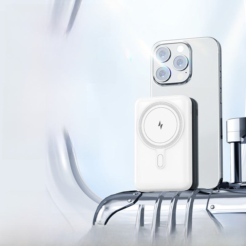 Magnetic wireless charging portable battery
