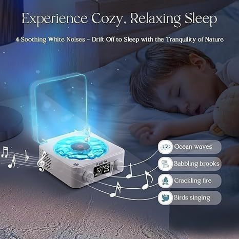 Retro Wireless Bluetooth Speaker with White Noise Clock Projection Light