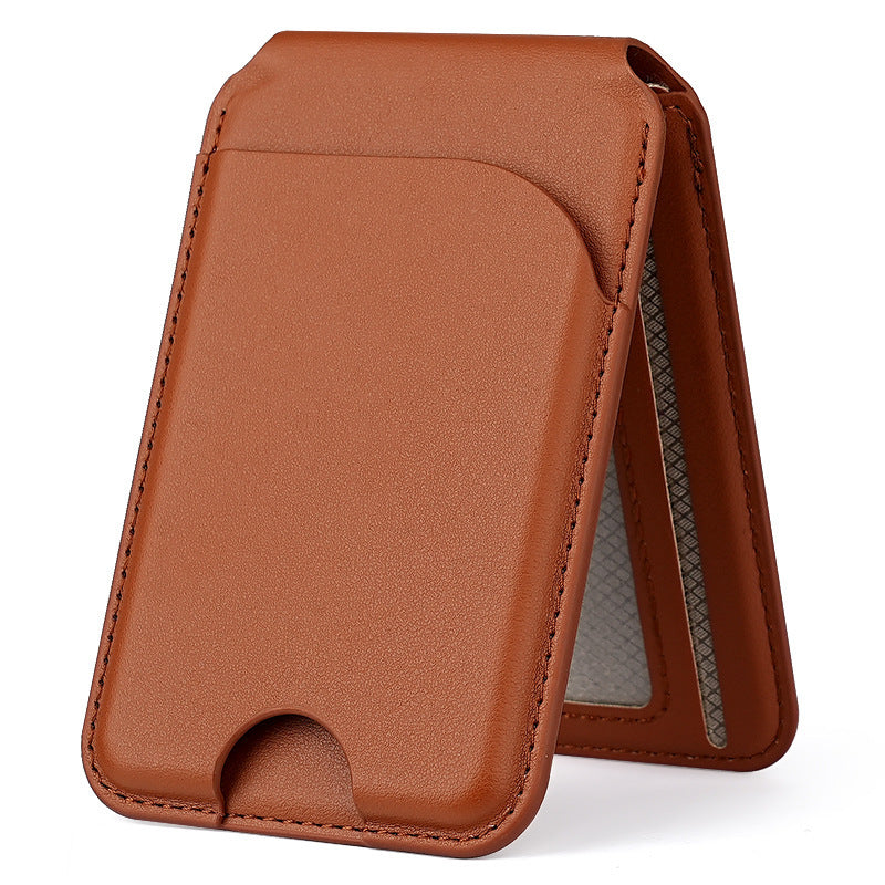 Magnetic leather stand card holder