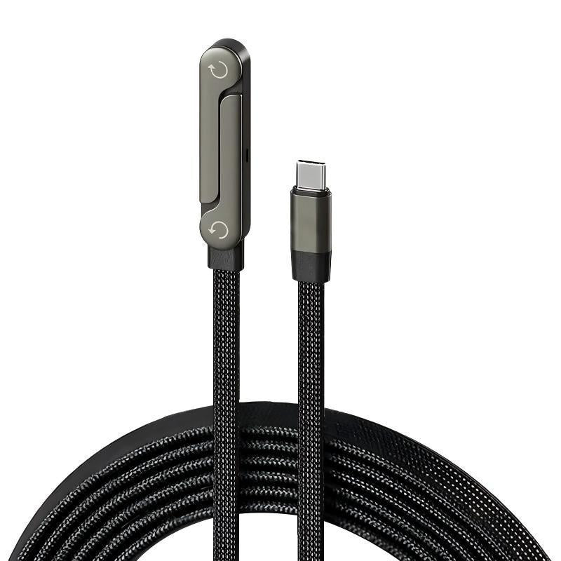 2-in-1 240W Fast Charging Cable with Phone Holder, 1.5m Durable Zinc Alloy Cable