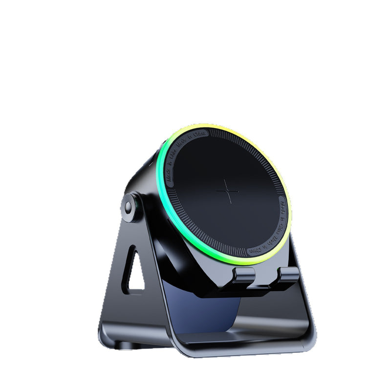 Multi-Function Bluetooth Speaker with Wireless Charger, RGB Light and Phone Stand