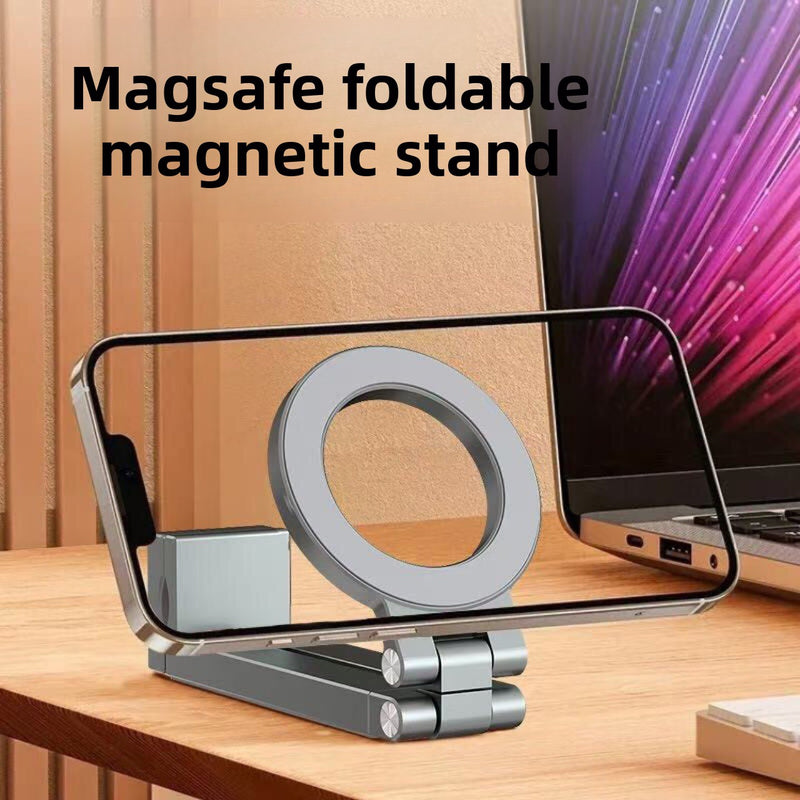 Magnetic Phone Holder Magsafe Compatible 360 Degree Rotating Foldable Desktop Stand